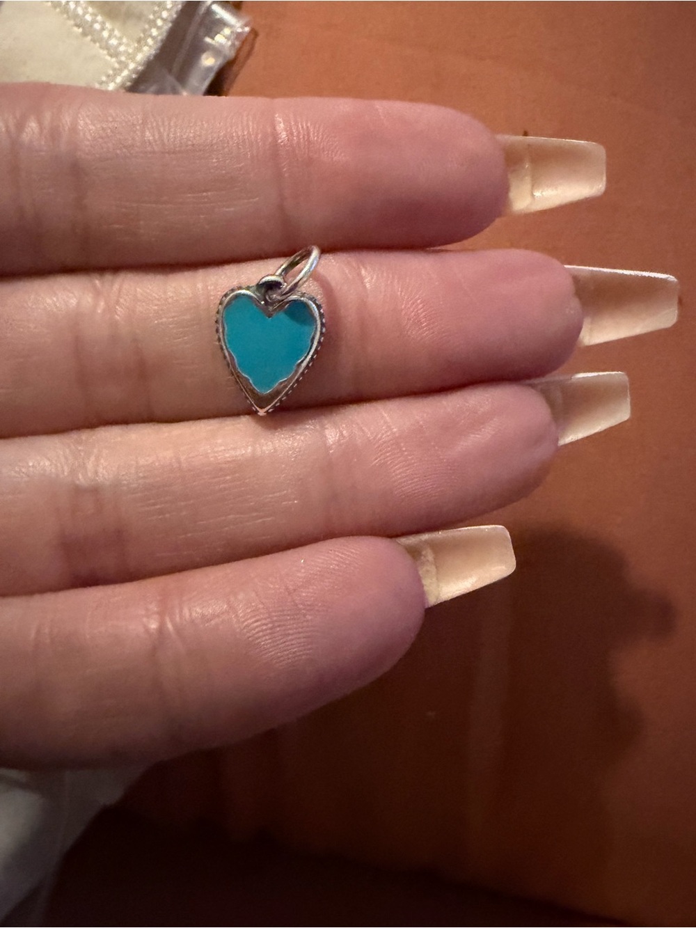 James Avery Sterling Silver Heart Charm Pendant in Turquoise Blue